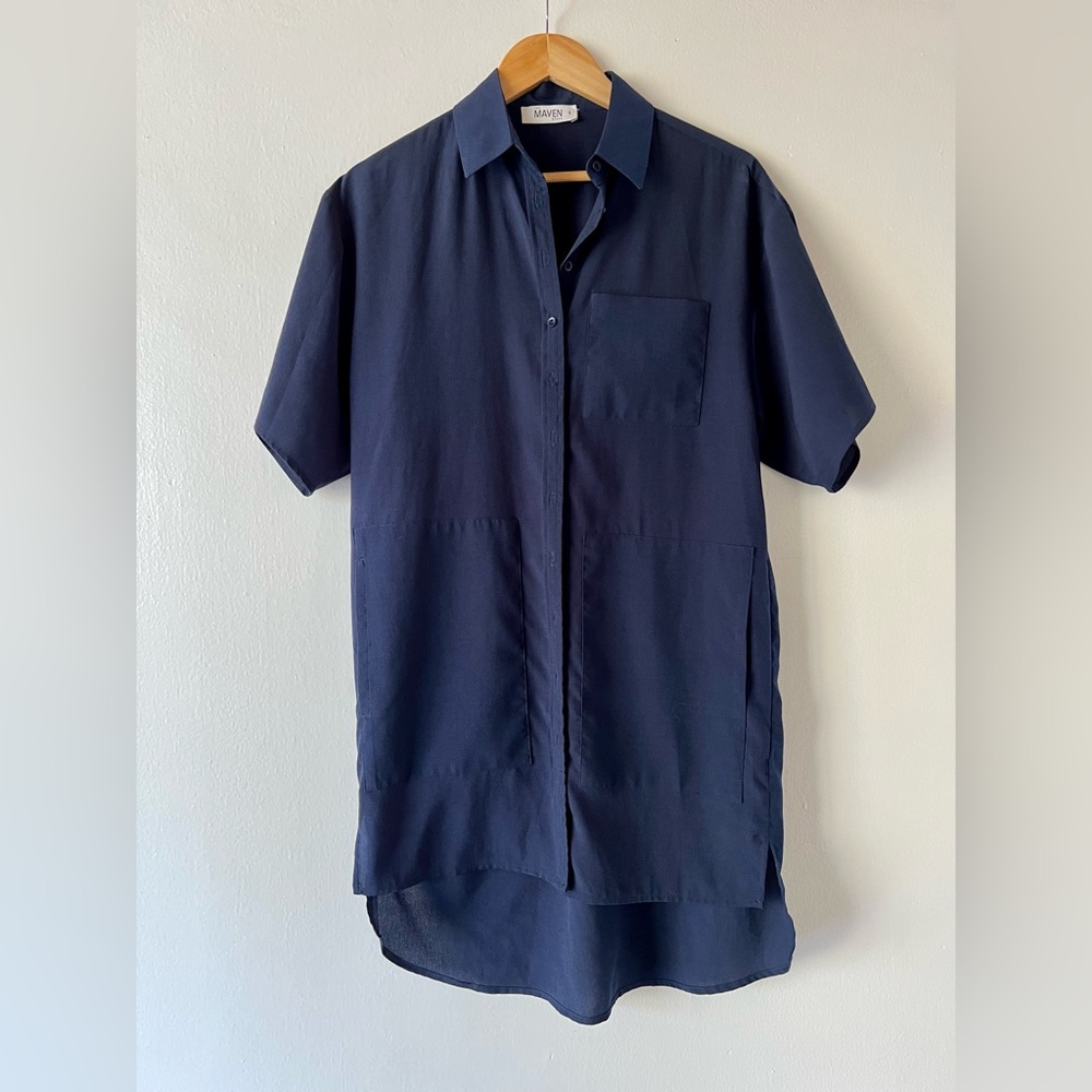Maven • short sleeve long shirt button down